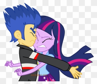 The Flash Clipart Anime Style - Twilight And Flash Kiss - Png Download