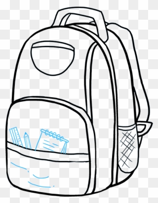 How To Draw Backpack - Side Of A Backpack Drawing Clipart