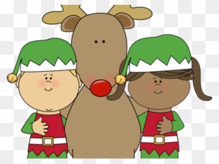 Christmas Clipart Reindeer - Elves And Reindeer Clipart - Png Download