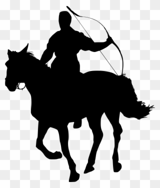 Archery Silhouette - Running Horse And Rider Silhouette Clipart