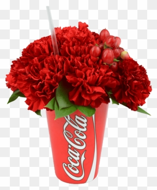 Red E Cup With Flowers - Coca Cola Clipart