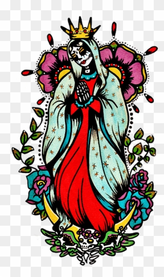 Day Of The Dead Art Virgin Mary Tattoo - Day Of The Dead Virgin Mary Clipart