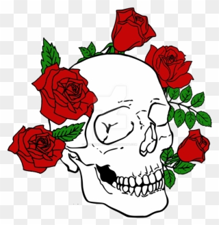 Skull Clipart Rose - Skull With Roses Logo - Png Download