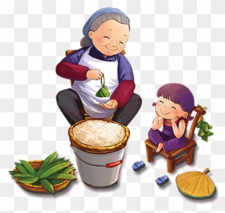 Grandma Bag Dumplings Dragon Boat Festival Png - Gói Bánh Chưng Hoạt Hình Clipart