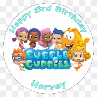 Bubble Guppies Edible Cake Topper Round Personalised - Bubble Guppies Clipart - Png Download