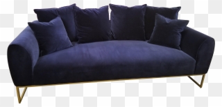 Blue Velvet Sofa Transparent Background - Studio Couch Clipart