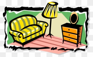Vector Illustration Of Living Room Chesterfield Couch - Living Room Clip Art - Png Download