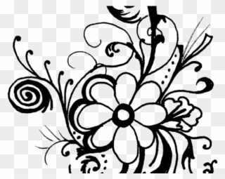 White Flower Clipart Flowe - Flower Bouquet Clipart Black And White - Png Download