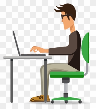 Computer Mouse Keyboard Clip Art Office Ⓒ - Man With Computer Vector - Png Download