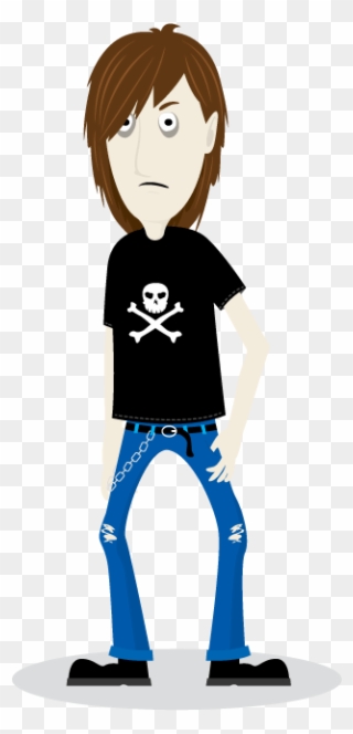 Teenage Boy With Long Hair And Ripped Jeans - Teenage Boy Cartoon Png Clipart