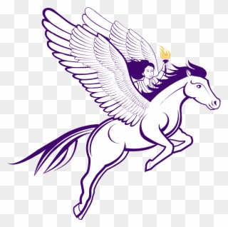 A Woman Flying On A Pegasus Horse Holding A Torch - Mane Clipart