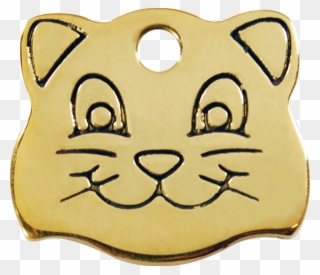Red Dingo Brass Cat Face Pet Id Tag - Pakabukai Katems Clipart