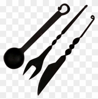 Cast Medieval Cutlery Set - Metalworking Hand Tool Clipart