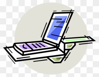 Vector Illustration Of Office Flatbed Scanner Scans Clipart