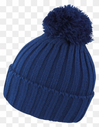 Cable Knit Woolly Bobble - Blue Winter Hat Png Clipart