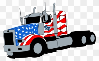 Lowbed Truck With American Flag - Trailer Truck Clipart