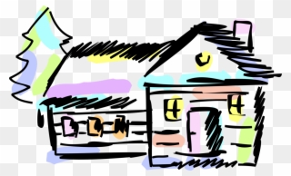 Vector Illustration Of Country Cottage Cabin House Clipart