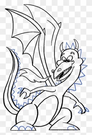 How To Draw A Cartoon Dragon Easy Dragon Drawing Clipart Full