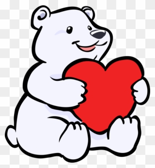 Vector Illustration Of Arctic Polar Bear With Valentine's - Ice Bear With Heart Clipart