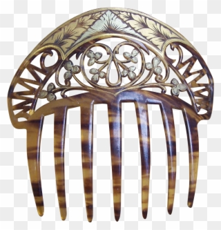 Art Nouveau Hair Comb Faux Tortoiseshell With Gilded - Gate Clipart
