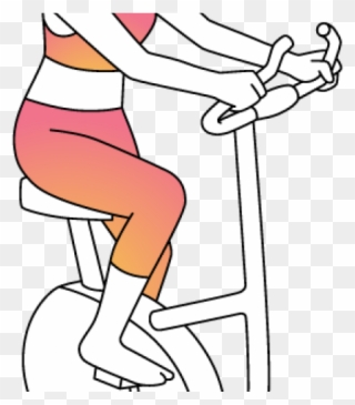 Exercise Bike Clipart Girl - Person On Exercise Bike Drawing - Png Download