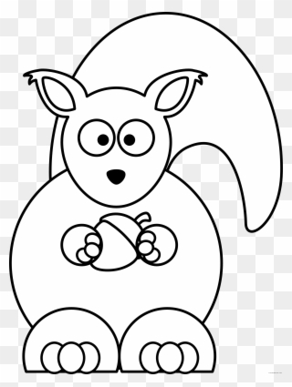 Animal Clipart Squirrel - Cartoon Squirrel Black And White - Png Download