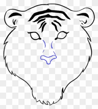 Drawn Tiger Nose - Tiger Drawing Easy Face Clipart