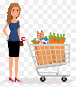 Big Image - People Shopping With Cart Clipart - Png Download