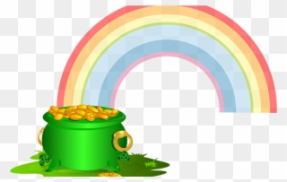 Green Pot Of Gold With Rainbow Png Clip Art Image - Transparent Background Pot Of Gold Clipart