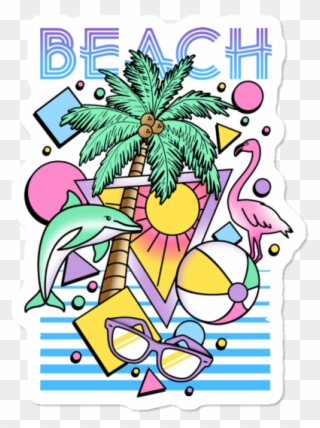 80's Beach Scene - Cool Beach T Shirt Designs Clipart