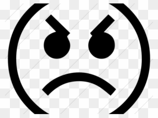 Angry Emoji Clipart Frustration Face - Mad Emoji Black And White - Png Download