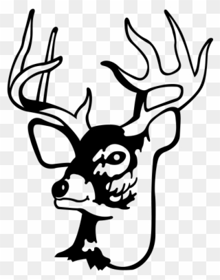 Deer - Deer Antler Clip Art Black And White - Png Download