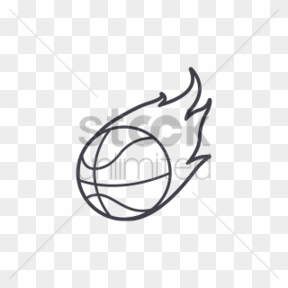 Fireball Clipart Black And White - Basketball Fireball Draw - Png Download