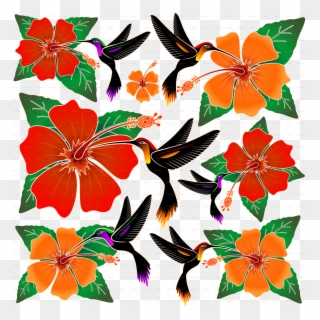 Batik High Quality Png Png Images - Hummingbird And Hibiscus Shower Curtain Clipart