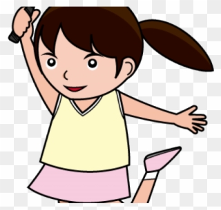Badminton Clipart Female - Girl Playing Badminton Easy Drawing - Png Download