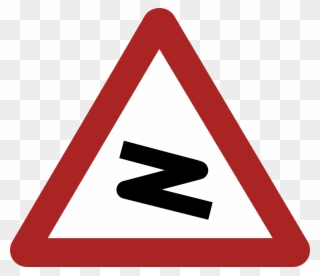 Dangerous Bend Warning Road Sign - Y Junction Road Sign Clipart