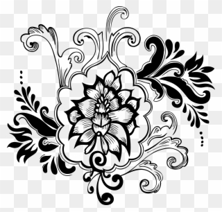 Clip Art Free Library Hd Drawings Of Floral Designs - Flower Vector Png Black Transparent Png