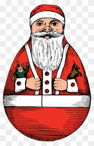 Santa Claus T-shirt Sleeve Crew Neck Christmas Day - Christmas Rolly Poley Santa Card Clipart