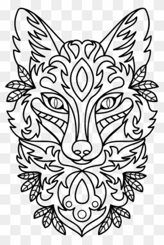 Red Fox Line Art Drawing Arctic Fox - Ornamental Fox Clipart