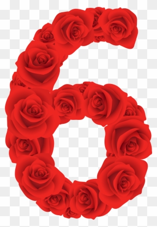 Number Six Clipart - Red Roses Numbers - Png Download