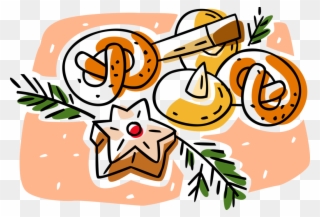 Vector Illustration Of Pretzels With Christmas Baking - Holiday Cookies Clipart - Png Download