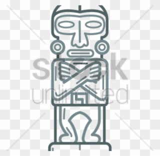Drawn Totem Pole Mayan - Mayan Statue Head Drawing Clipart