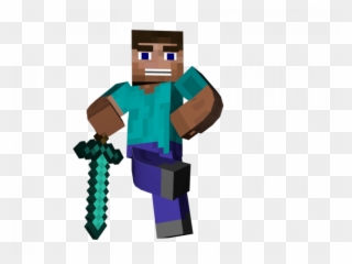 Minecraft Steve With Sword Man Standing Sword Minecraft - Minecraft Png Clipart