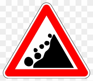 16 Warning-falling Rocks - Falling Rocks Sign Png Clipart