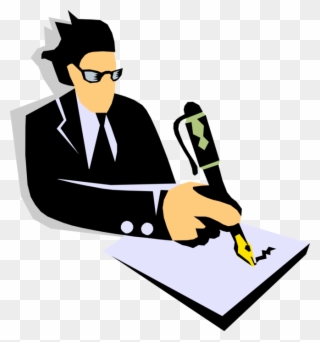 Vector Illustration Of Businessman Writing On Paper - Writing Man Vector Png Clipart