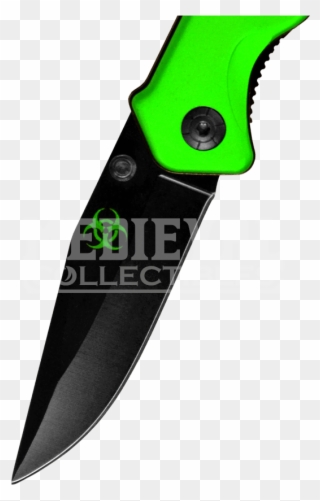 Green Biohazard Folding Clip Point Pocket Knife - Utility Knife - Png Download