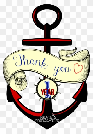 Pirate Prerogative Thanks You For 1 Year - Anchor With Circle Monogram Clipart