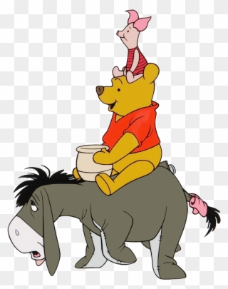 Winnie The Pooh Group Clipart - Winnie The Pooh Riding Eeyore - Png Download