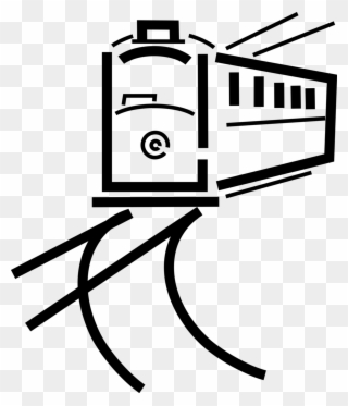 Vector Illustration Of Electric Streetcar Tram Trolley - Line Art Clipart