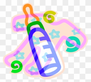 Vector Illustration Of Newborn Infant Baby's Bottle - Baby Clipart